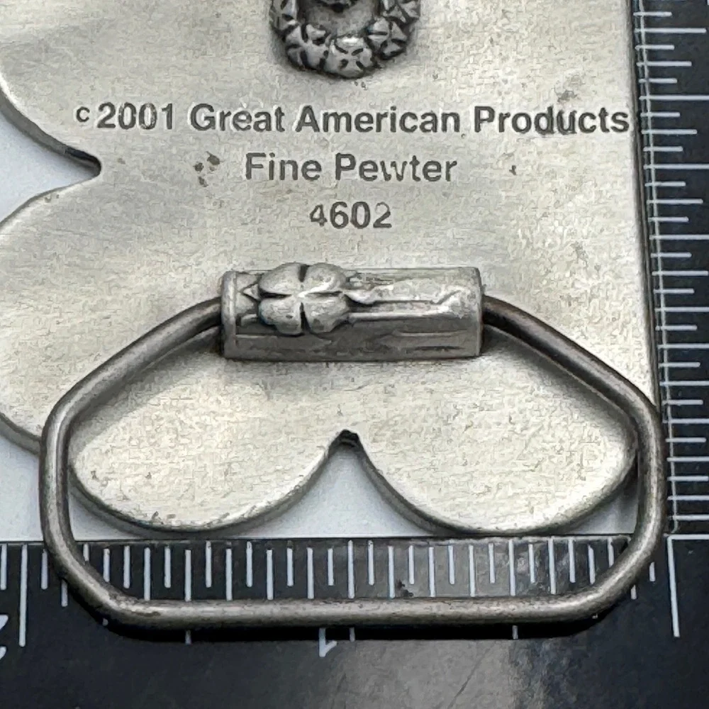 Great American Products 2001 Green Four Leaf Clover Fine Pewter Belt Buckle 4602